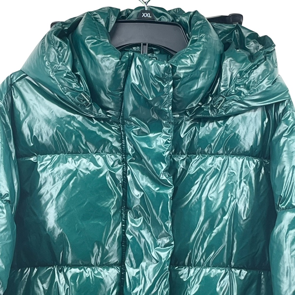 A New Day Green Glossy Longline Puffer Coat Water Resistant XXL VN1119796 - Picture 2 of 8
